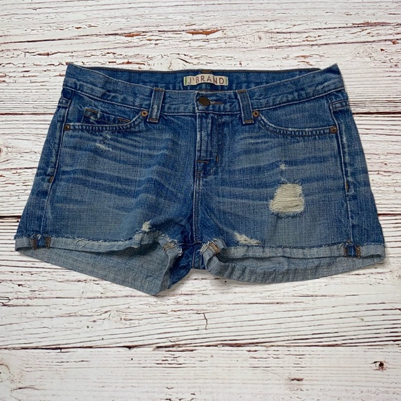 J Brand Distressed Cut Off Jeans Shorts in Neptune Wash Sz 26